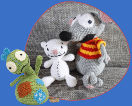 Toopy, Binoo, and Patchy-Patch crochet